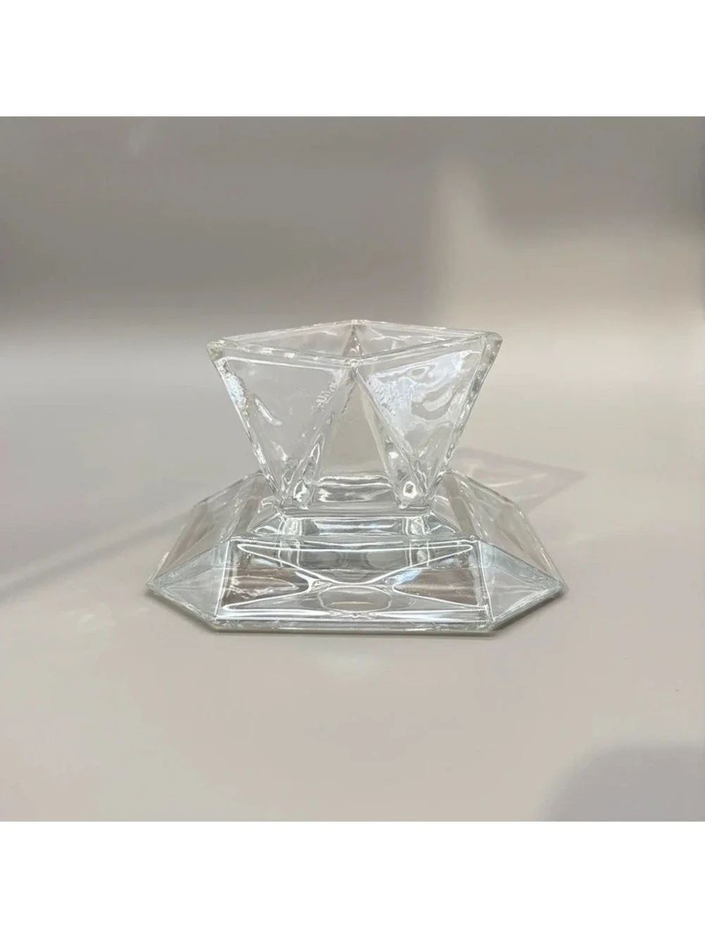 PartyLite Discover Faceted Dual Use Clear Glass Pillar Candle Holder Stand P8163